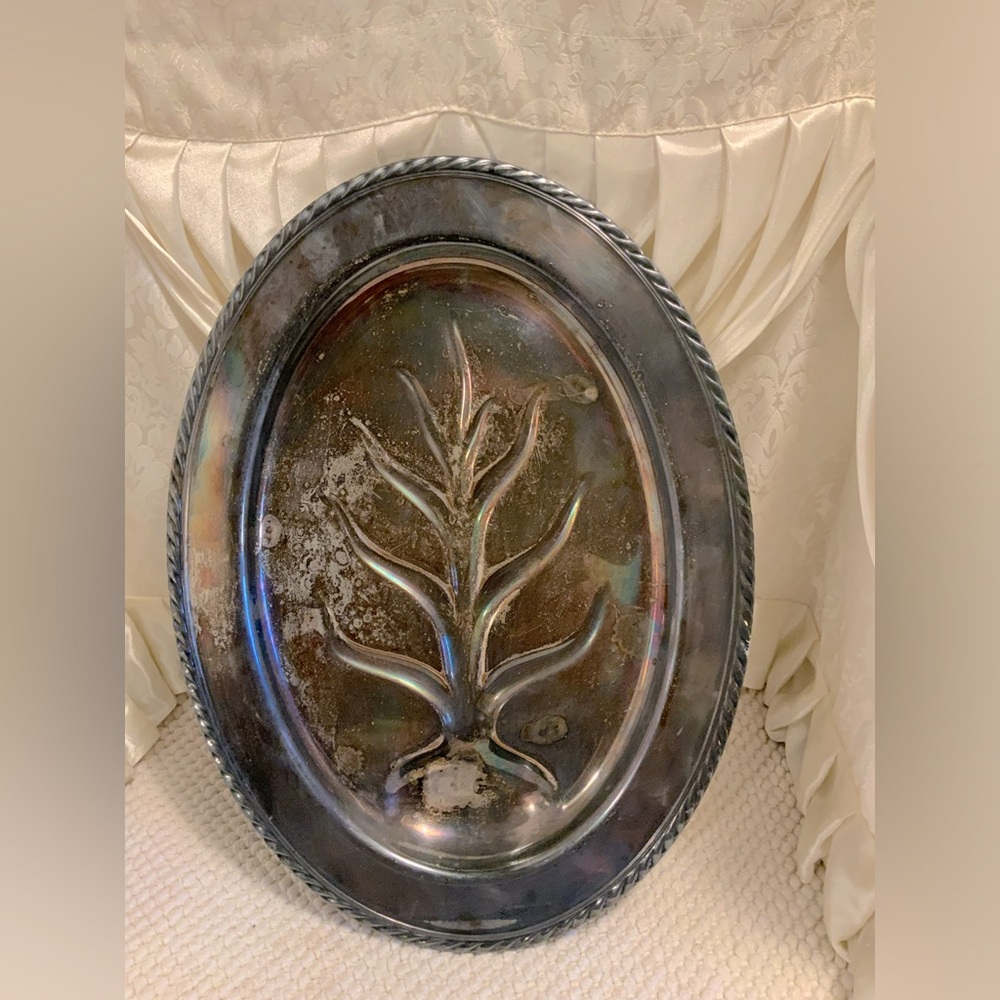 OVAL FOOTED MEAT TRAY BY ROGERS & SON